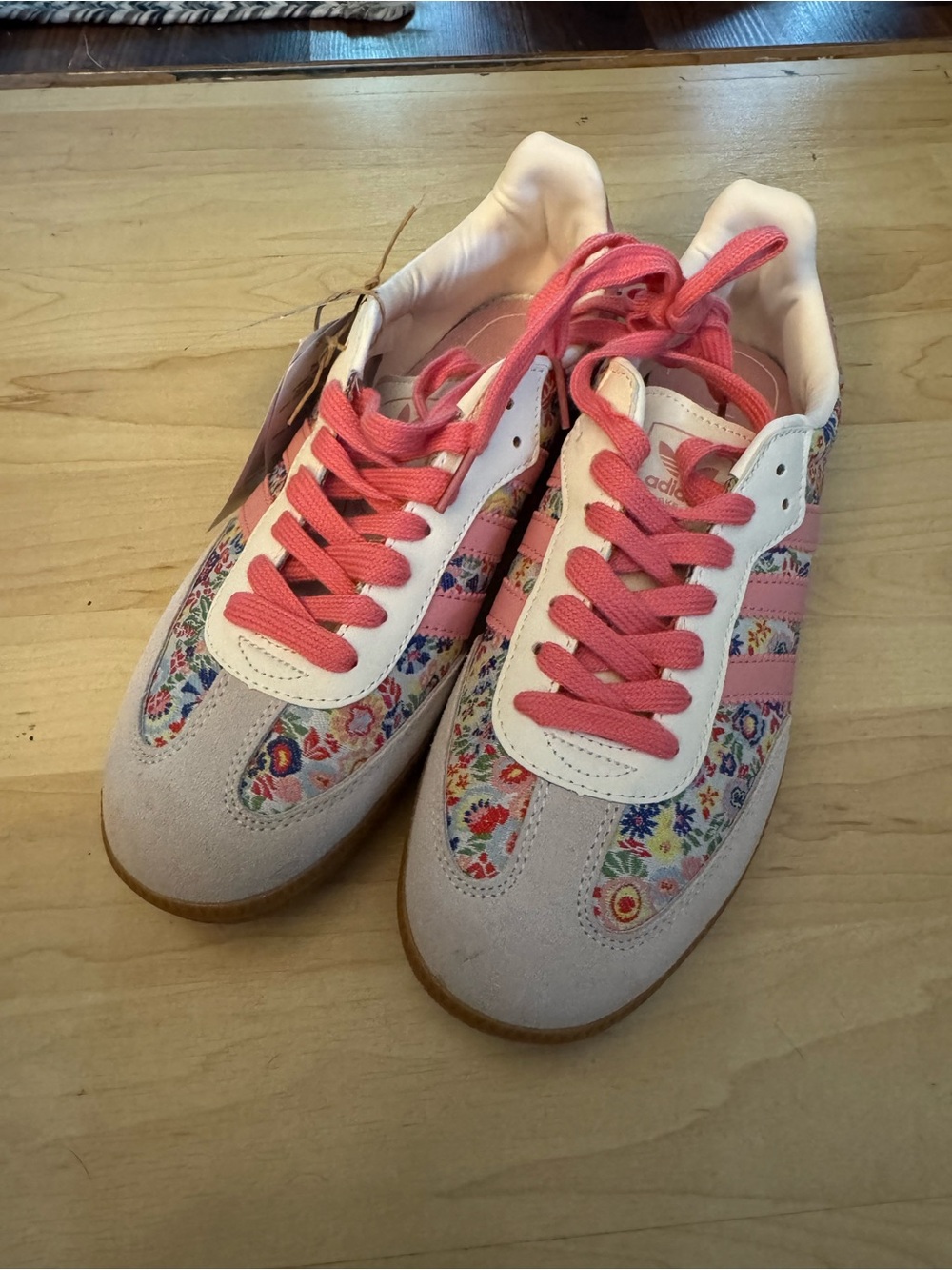 adidas Samba Women’s Pink Floral Gazelle-Style Sneakers - Picture 2 of 10
